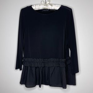 Black 3/4 Sleeve Ruffle Peplum Ivanka Trump Blouse S